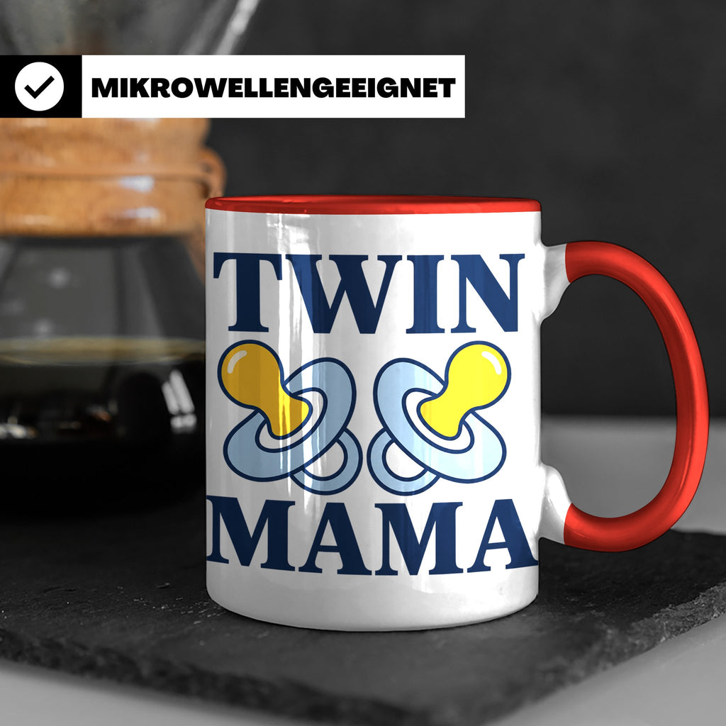 Zwillingsmama Tasse für Jungen, Geschenk für werdende Mutter – Rot [farbe:rot]