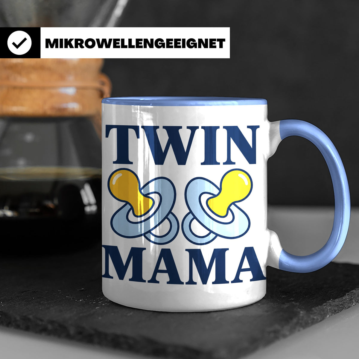 Zwillingsmama Tasse für Jungen, Geschenk für werdende Mutter – Blau [farbe:blau]
