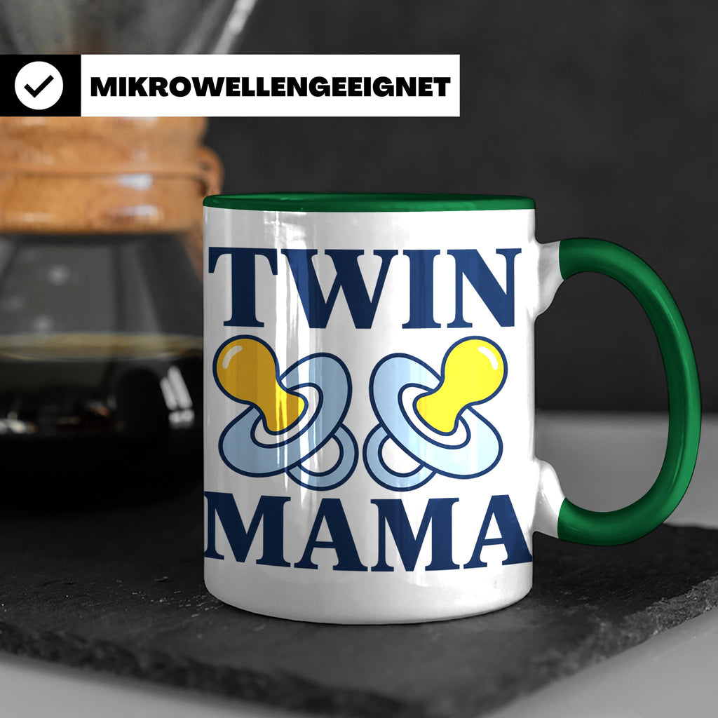 Zwillingsmama Tasse für Jungen, Geschenk für werdende Mutter – Grün [farbe:grün]