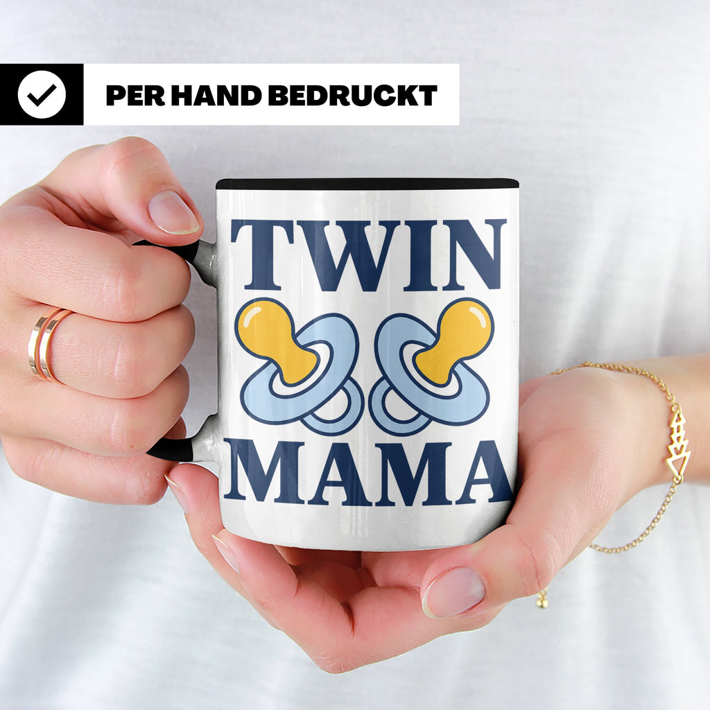 Zwillingsmama Tasse für Jungen, Geschenk für werdende Mutter – Schwarz [farbe:schwarz]