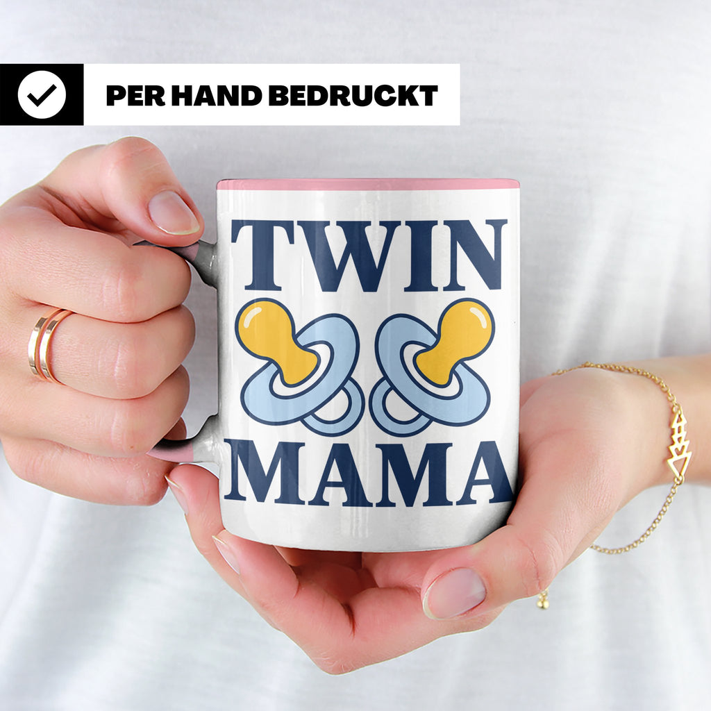 Zwillingsmama Tasse für Jungen, Geschenk für werdende Mutter – Rosa [farbe:rosa]