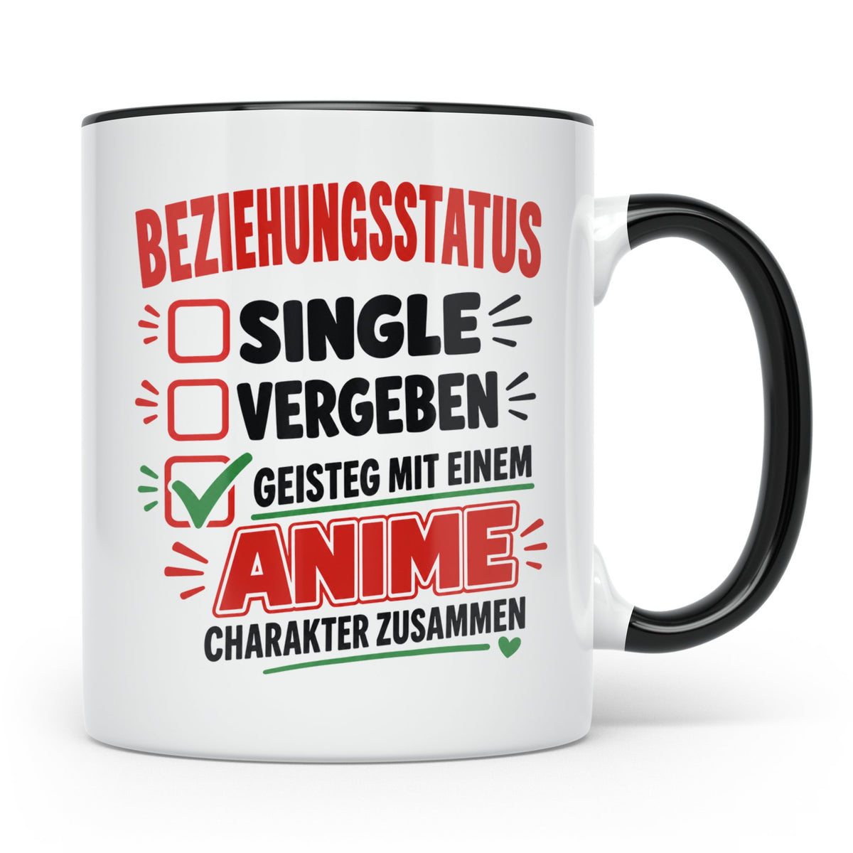 Anime Tasse Beziehungsstatus geistig mit Anime Charakter zus – Schwarz [farbe:schwarz]