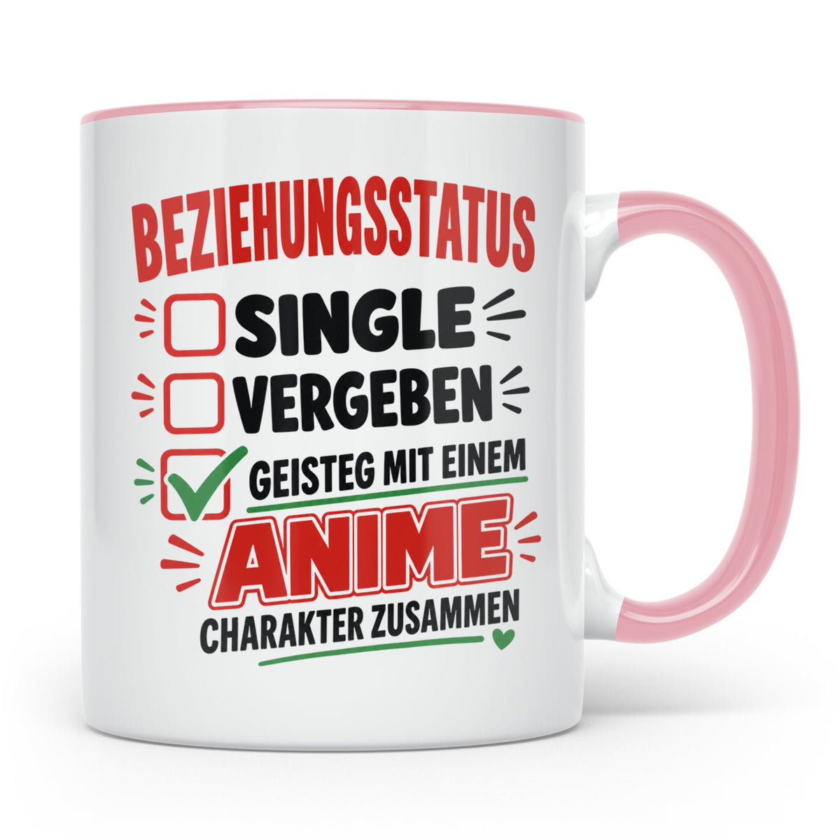 Anime Tasse Beziehungsstatus geistig mit Anime Charakter zus – Rosa [farbe:rosa]