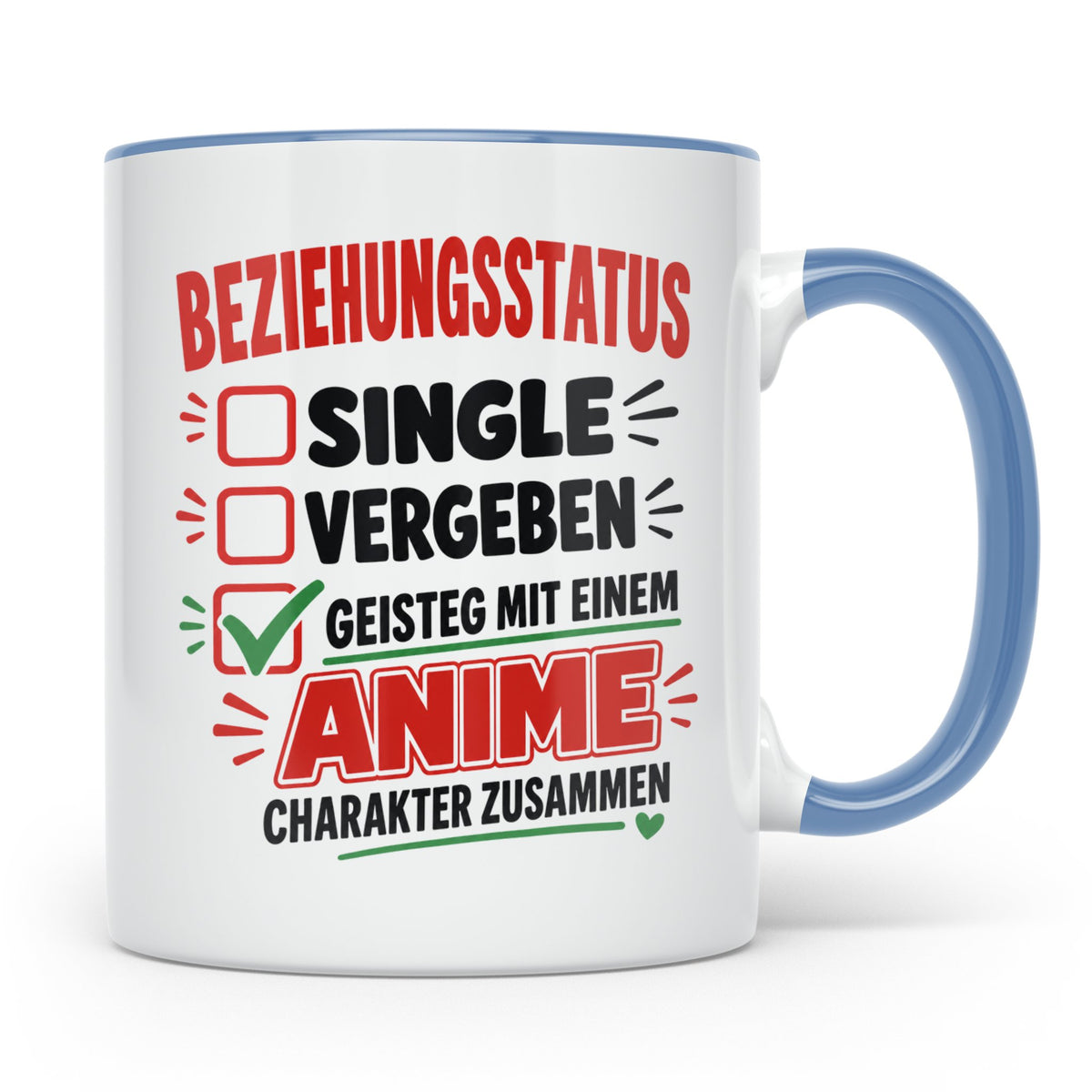 Anime Tasse Beziehungsstatus geistig mit Anime Charakter zus – Blau [farbe:blau]