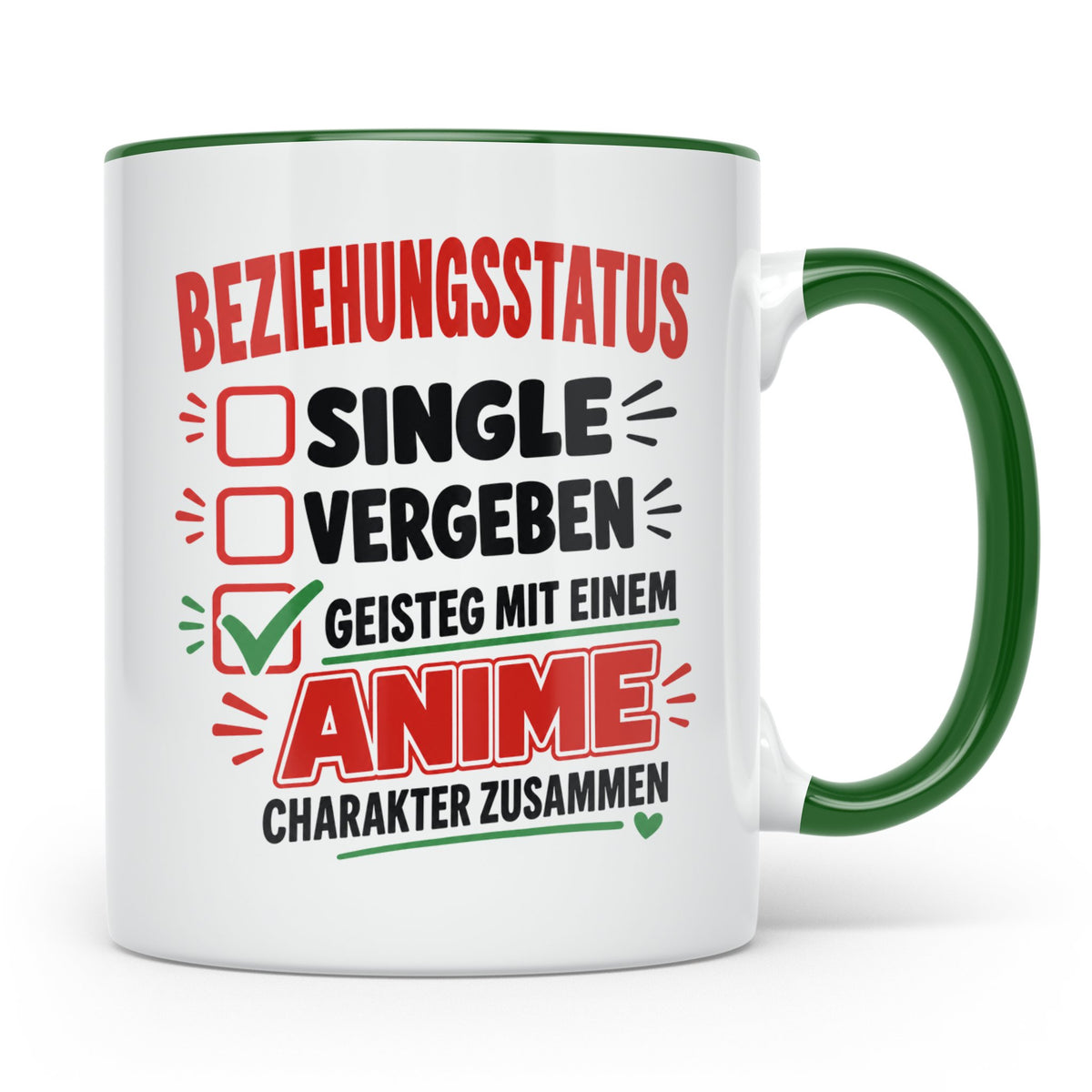 Anime Tasse Beziehungsstatus geistig mit Anime Charakter zus – Grün [farbe:grün]