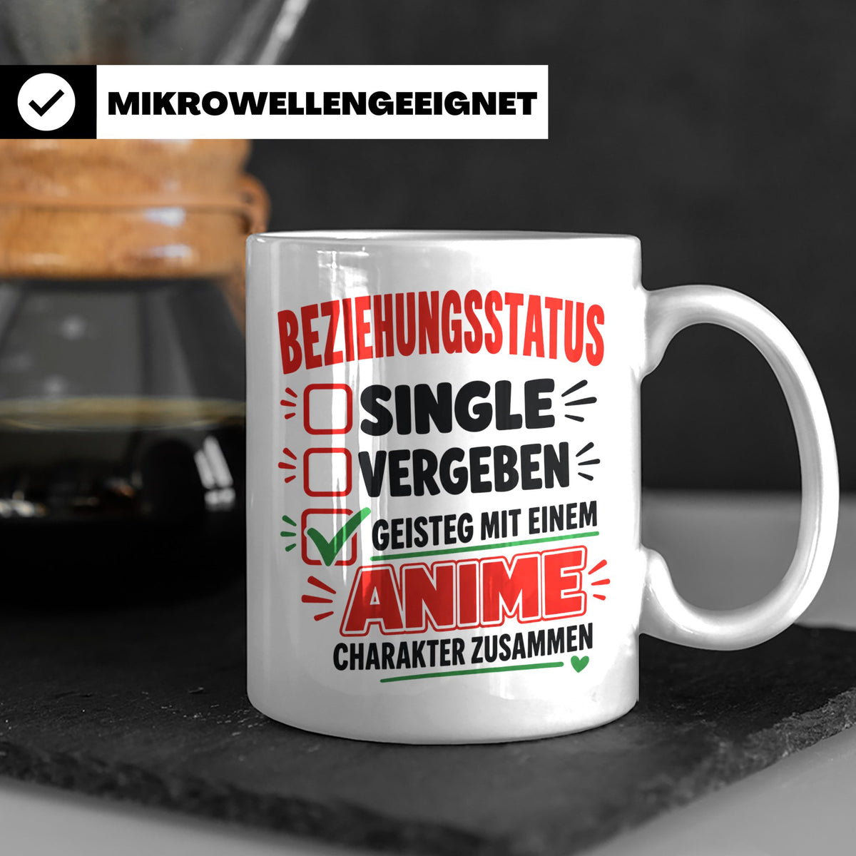 Anime Tasse Beziehungsstatus geistig mit Anime Charakter zus – Weiß [farbe:weiß]