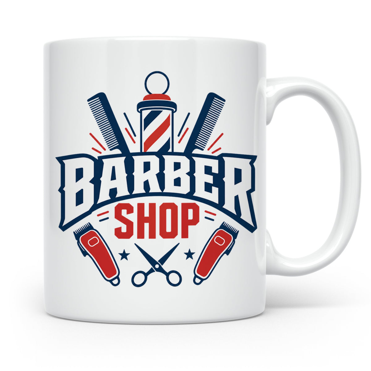 Barber Tasse mit Barber Shop Logo | Geschenk für Friseur & B – Weiß [farbe:weiß]