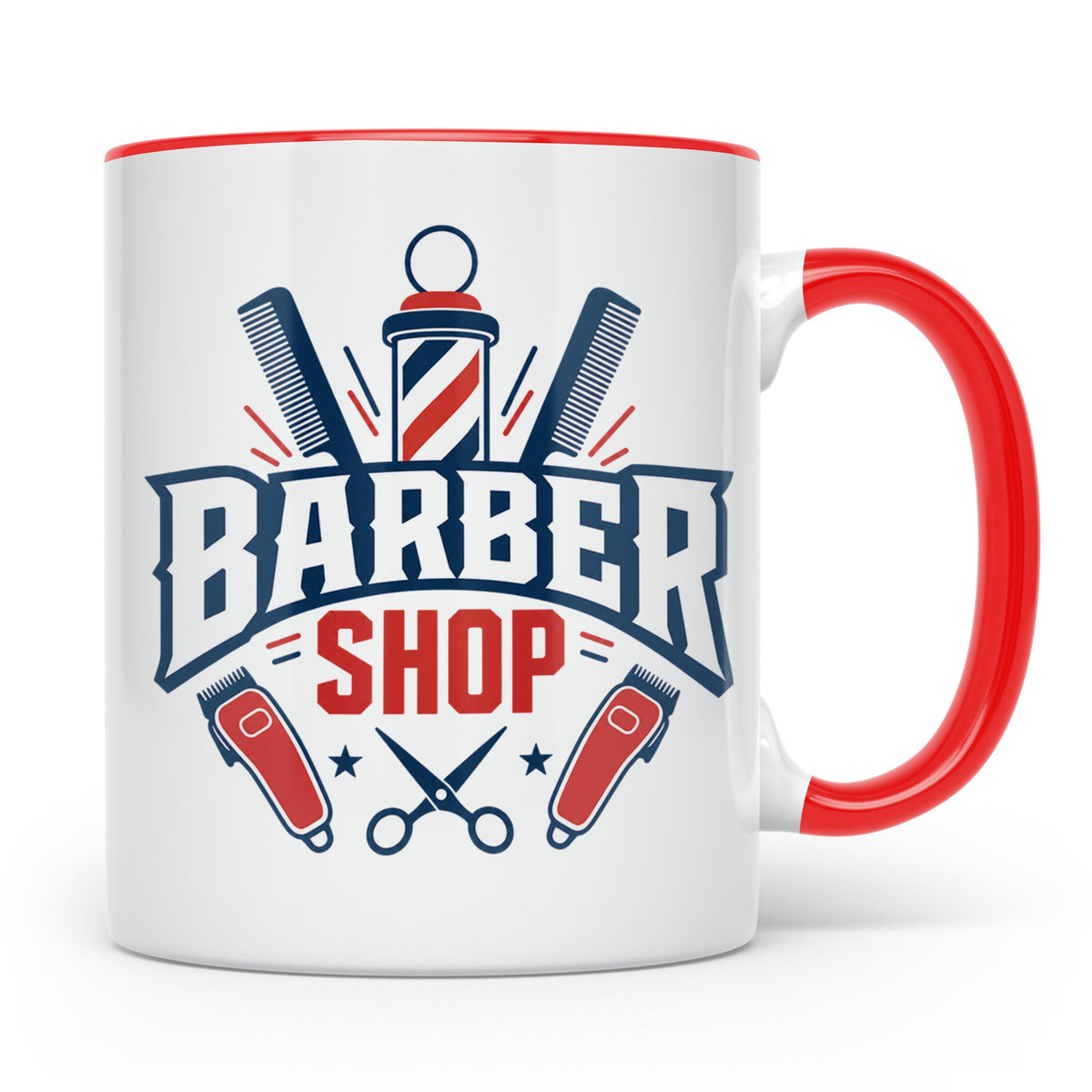 Barber Tasse mit Barber Shop Logo | Geschenk für Friseur & B – Rot [farbe:rot]