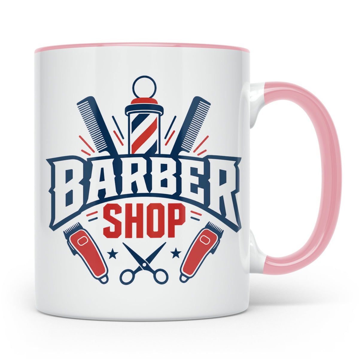 Barber Tasse mit Barber Shop Logo | Geschenk für Friseur & B – Rosa [farbe:rosa]