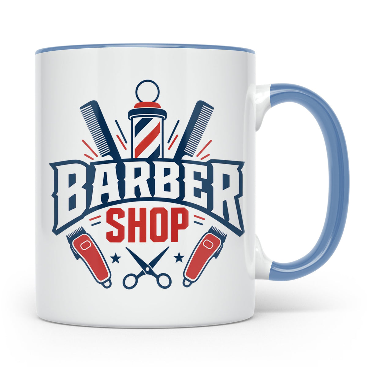 Barber Tasse mit Barber Shop Logo | Geschenk für Friseur & B – Blau [farbe:blau]