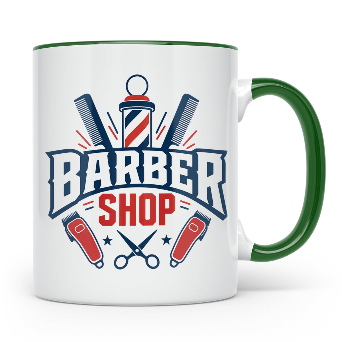 Barber Tasse mit Barber Shop Logo | Geschenk für Friseur & B – Grün [farbe:grün]