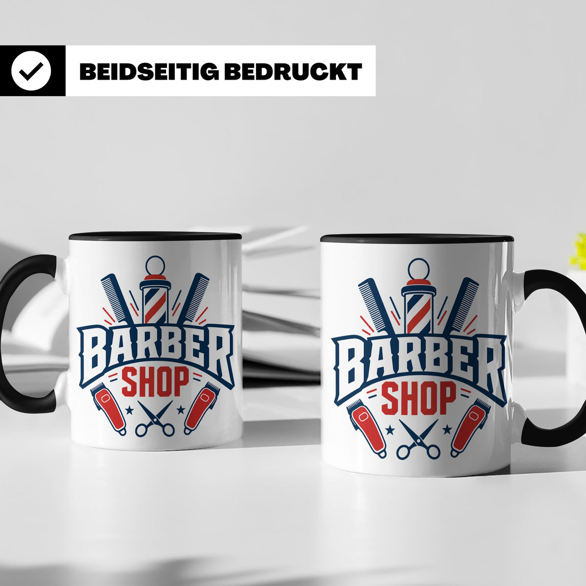 Barber Tasse mit Barber Shop Logo | Geschenk für Friseur & B – Schwarz [farbe:schwarz]