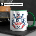 Barber Tasse mit Barber Shop Logo | Geschenk für Friseur & B – Grün [farbe:grün]