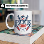 Barber Tasse mit Barber Shop Logo | Geschenk für Friseur & B – Weiß [farbe:weiß]