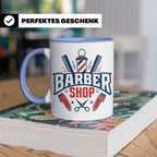 Barber Tasse mit Barber Shop Logo | Geschenk für Friseur & B – Blau [farbe:blau]