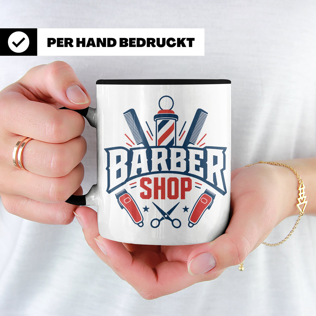 Barber Tasse mit Barber Shop Logo | Geschenk für Friseur & B – Schwarz [farbe:schwarz]