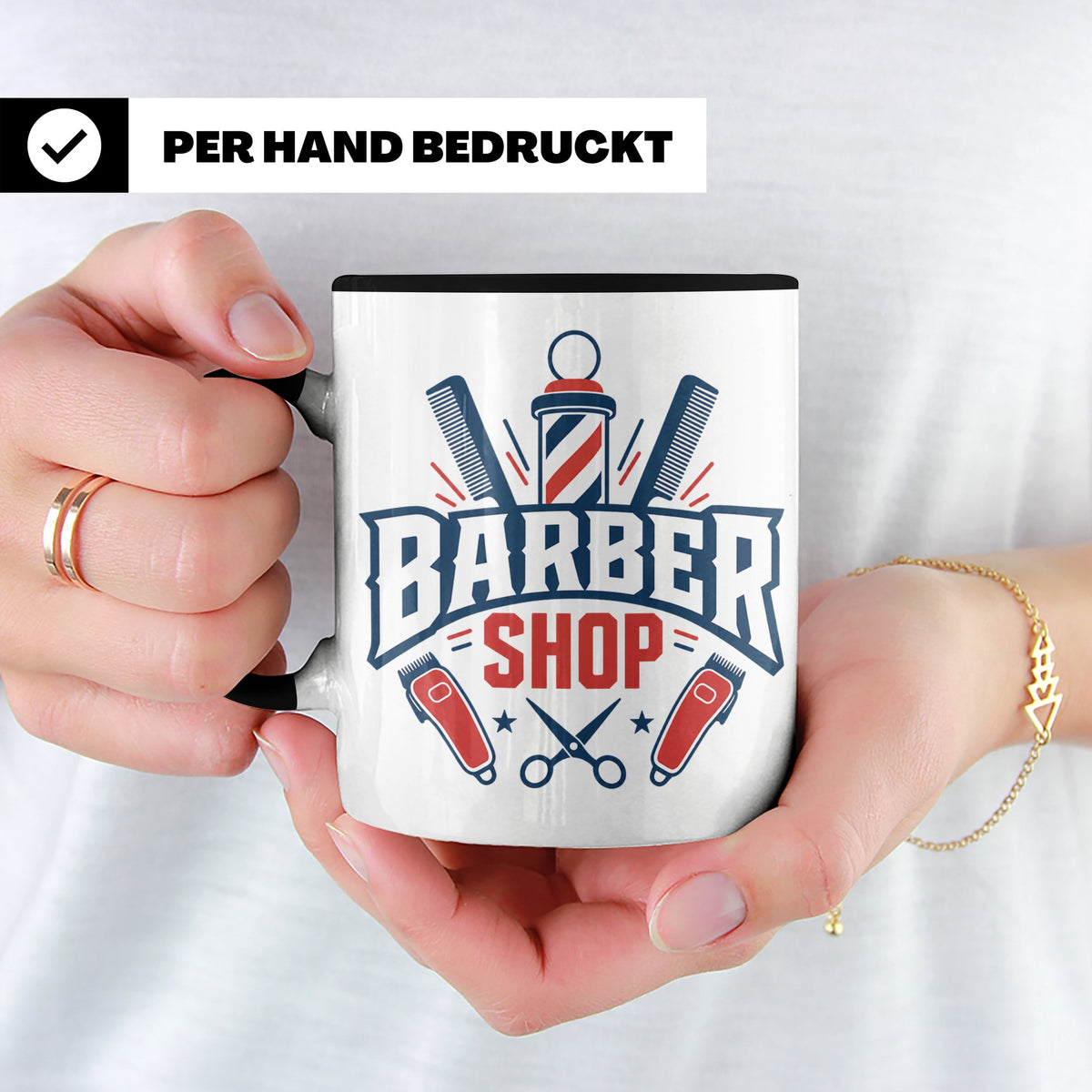 Barber Tasse mit Barber Shop Logo | Geschenk für Friseur & B – Schwarz [farbe:schwarz]