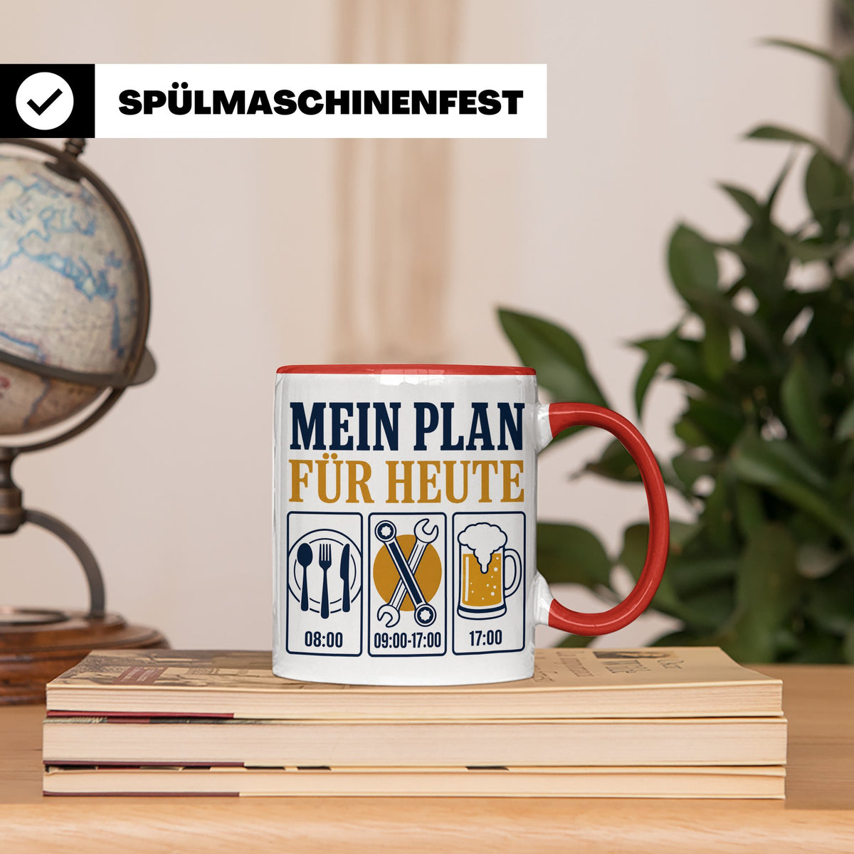 Handwerker Tasse Mein Plan für Heute lustiger Spruch für Sch – Rot [farbe:rot]