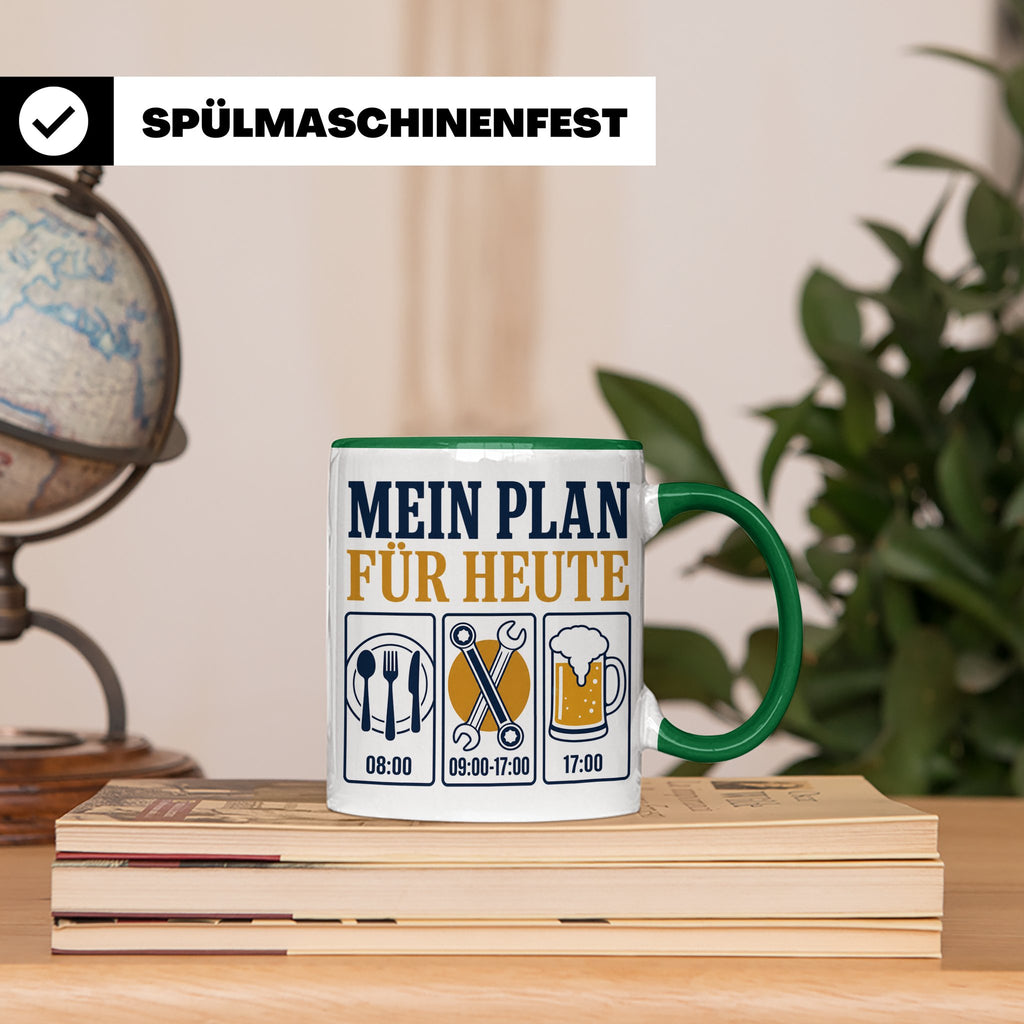 Handwerker Tasse Mein Plan für Heute lustiger Spruch für Sch – Grün [farbe:grün]