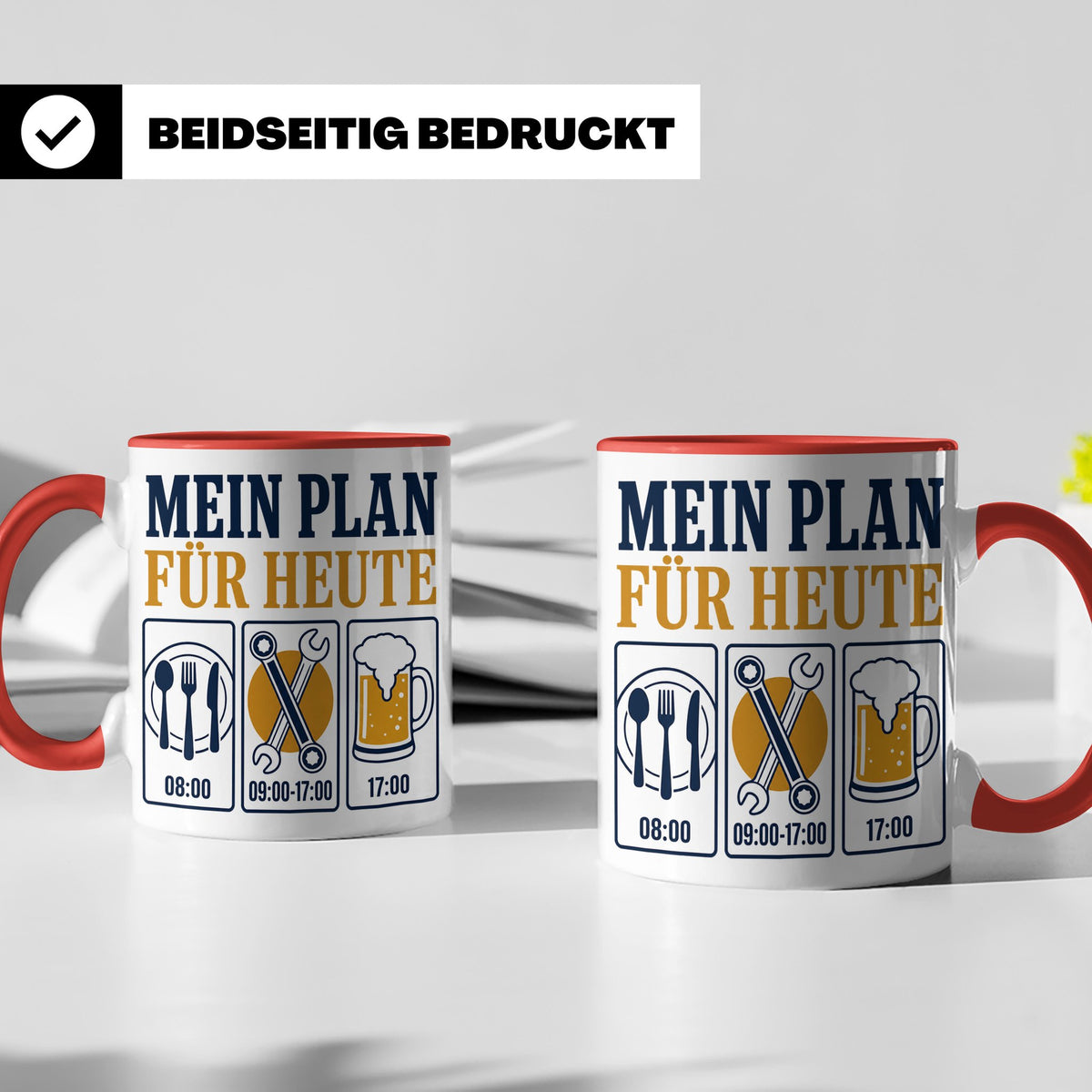 Handwerker Tasse Mein Plan für Heute lustiger Spruch für Sch – Rot [farbe:rot]