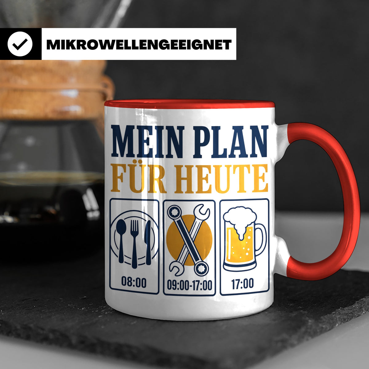 Handwerker Tasse Mein Plan für Heute lustiger Spruch für Sch – Rot [farbe:rot]