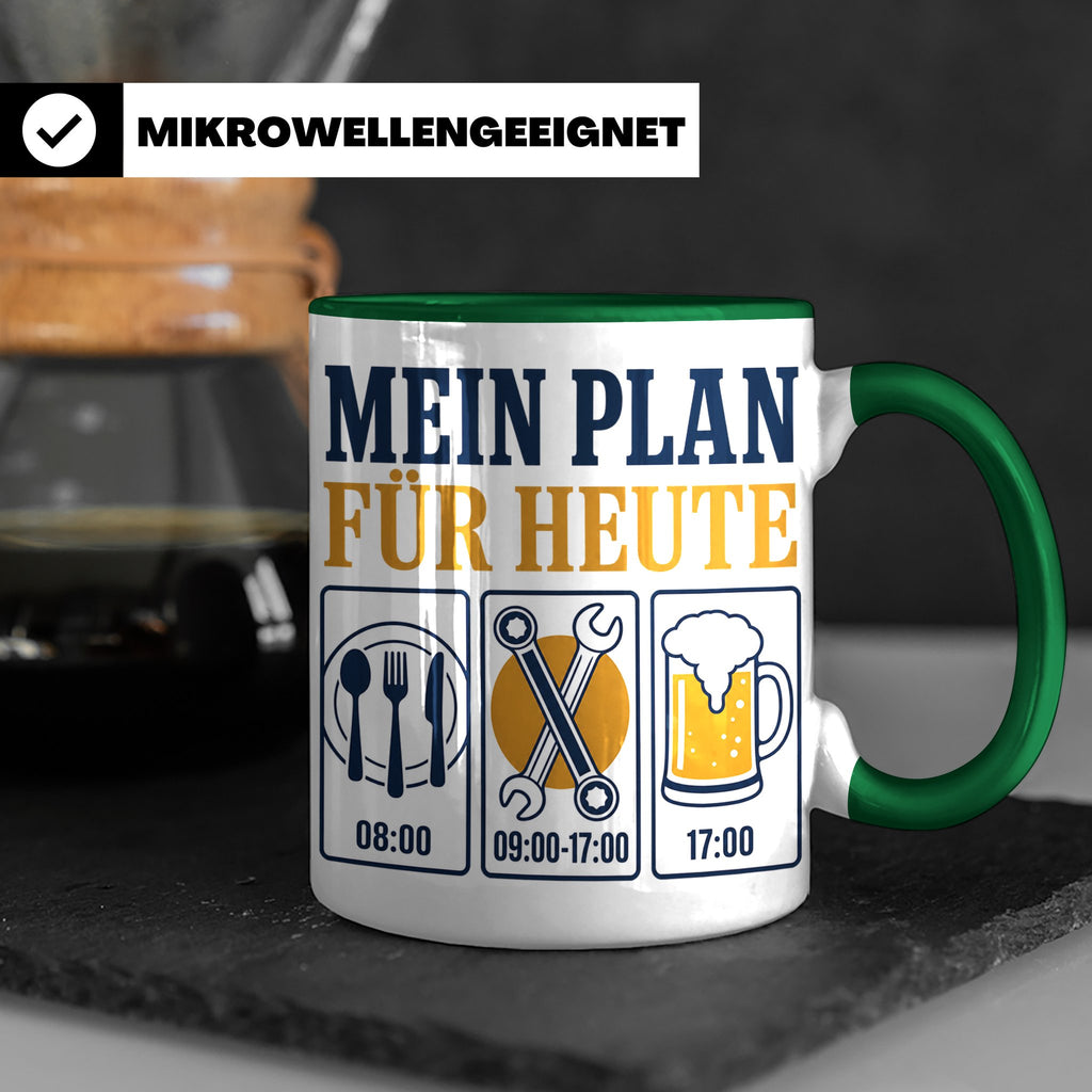 Handwerker Tasse Mein Plan für Heute lustiger Spruch für Sch – Grün [farbe:grün]