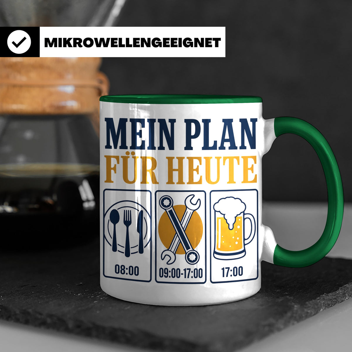 Handwerker Tasse Mein Plan für Heute lustiger Spruch für Sch – Grün [farbe:grün]
