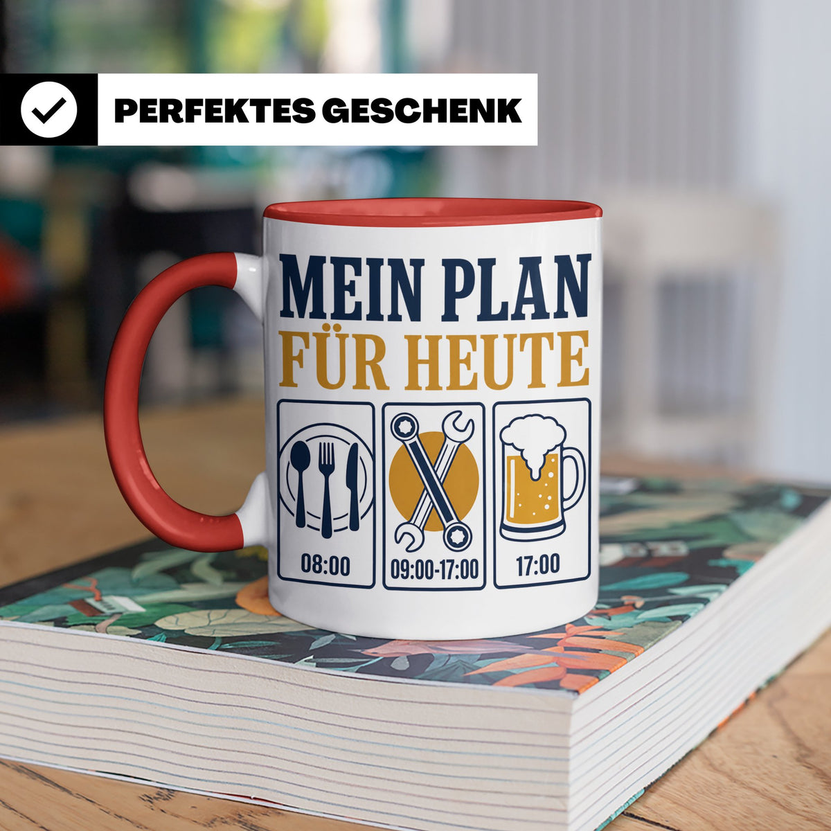 Handwerker Tasse Mein Plan für Heute lustiger Spruch für Sch – Rot [farbe:rot]