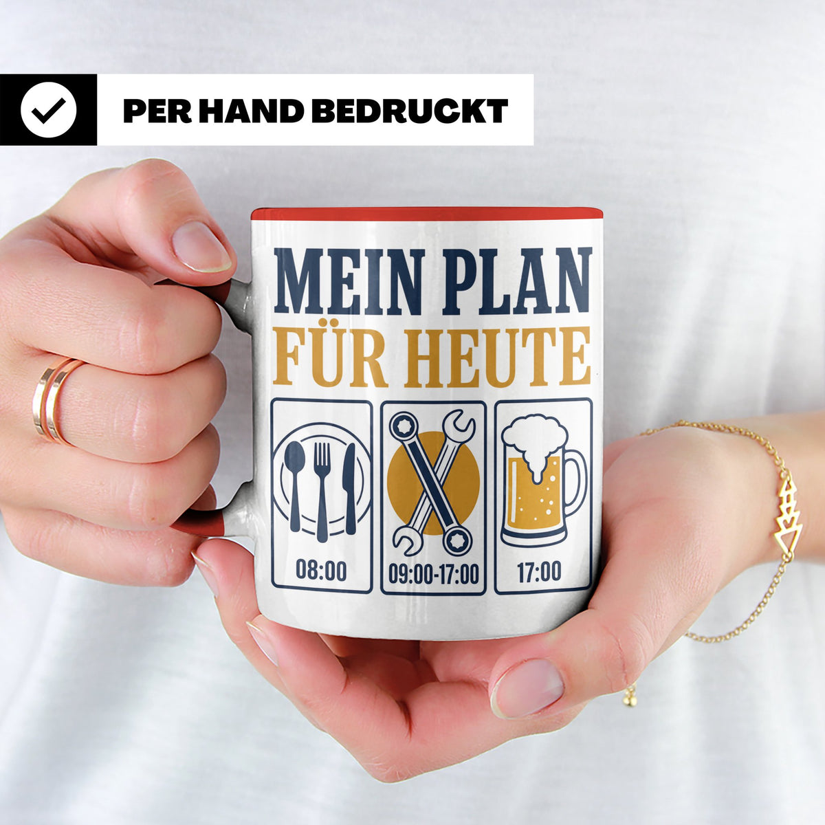 Handwerker Tasse Mein Plan für Heute lustiger Spruch für Sch – Rot [farbe:rot]