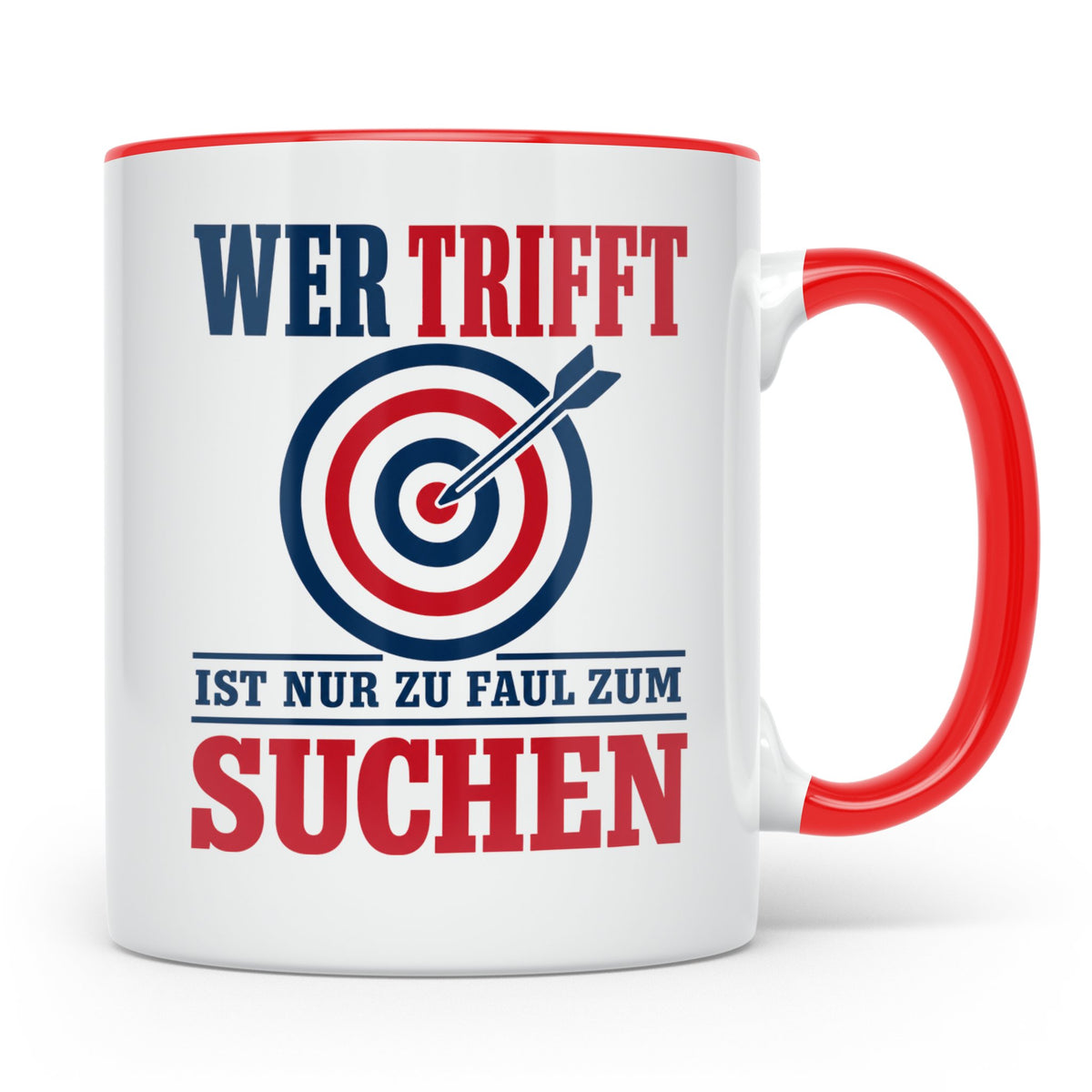 Bogenschießen Tasse mit Spruch Wer trifft ist zu faul zum Su – Rot [farbe:rot]