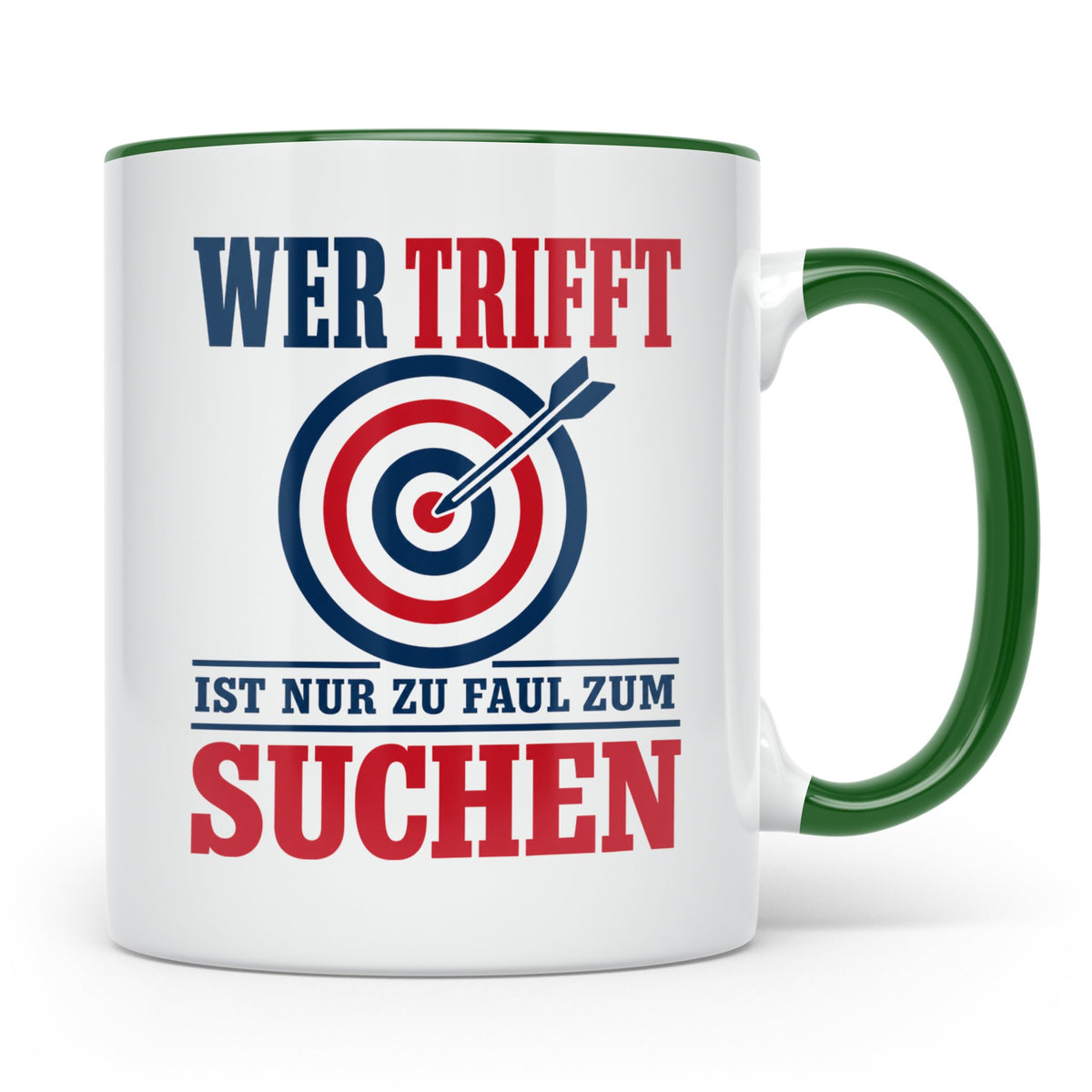 Bogenschießen Tasse mit Spruch Wer trifft ist zu faul zum Su – Grün [farbe:grün]