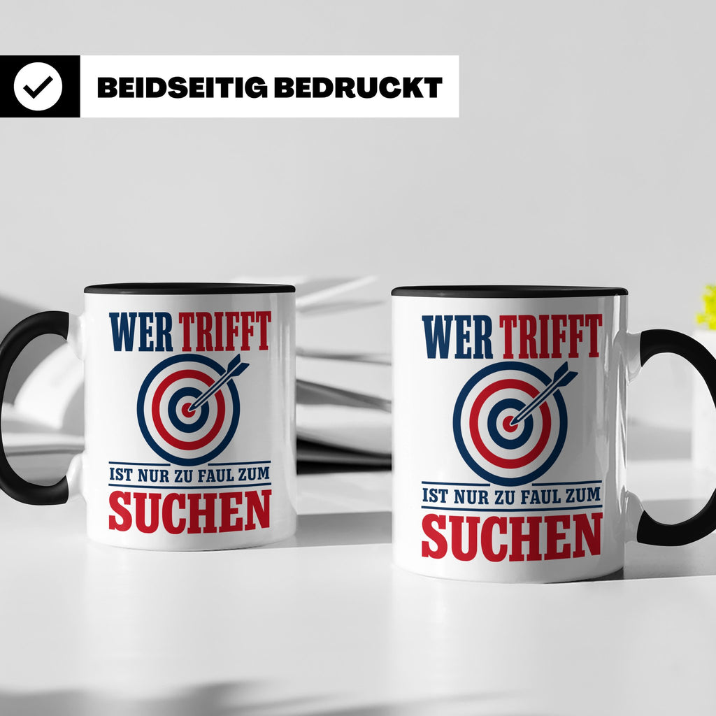 Bogenschießen Tasse mit Spruch Wer trifft ist zu faul zum Su – Schwarz [farbe:schwarz]