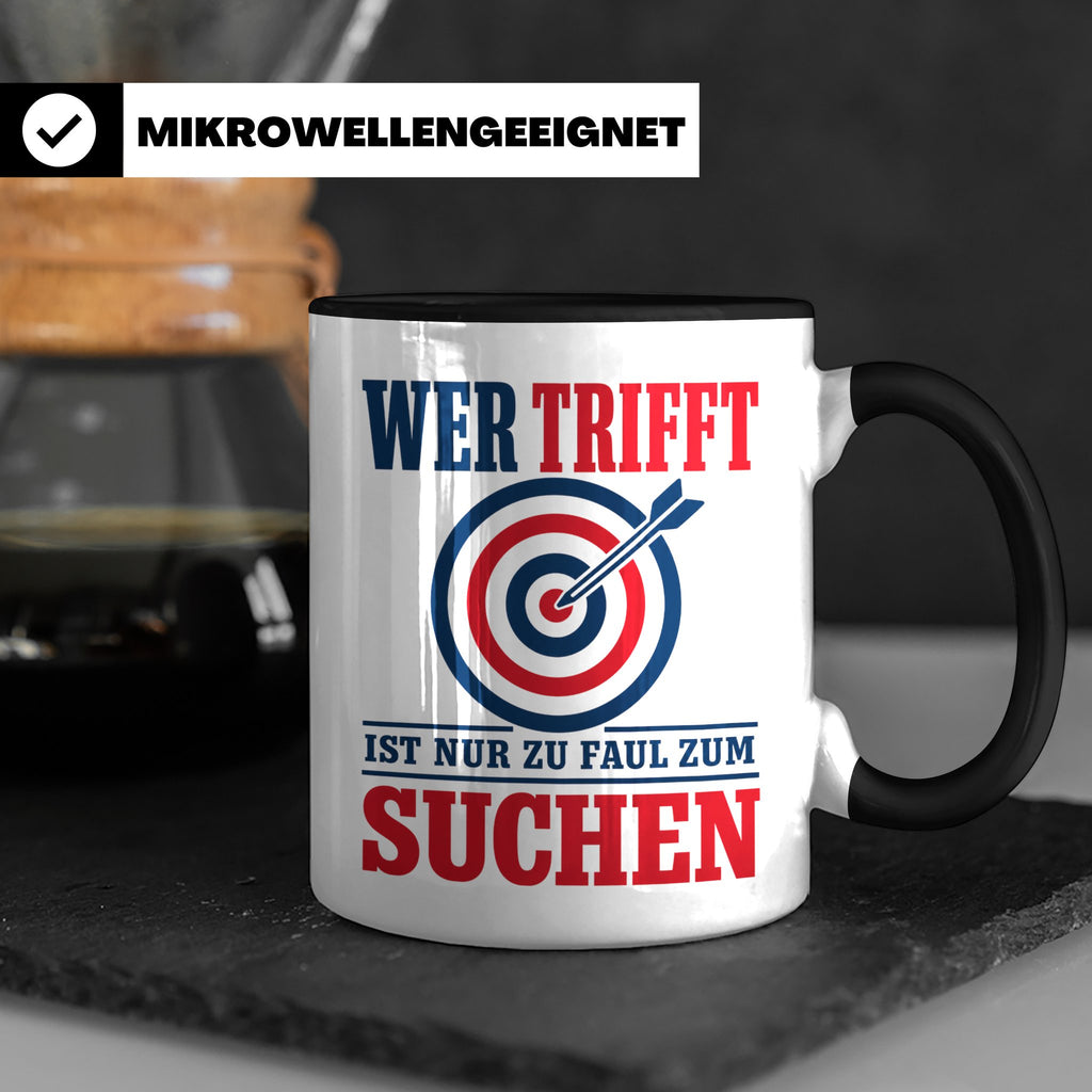 Bogenschießen Tasse mit Spruch Wer trifft ist zu faul zum Su – Schwarz [farbe:schwarz]