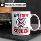 Bogenschießen Tasse mit Spruch Wer trifft ist zu faul zum Su – Rosa [farbe:rosa]