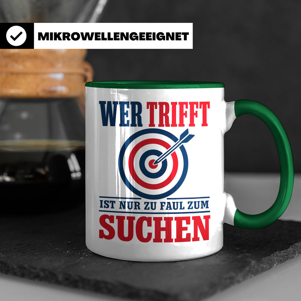 Bogenschießen Tasse mit Spruch Wer trifft ist zu faul zum Su – Grün [farbe:grün]