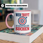 Bogenschießen Tasse mit Spruch Wer trifft ist zu faul zum Su – Rosa [farbe:rosa]