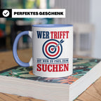 Bogenschießen Tasse mit Spruch Wer trifft ist zu faul zum Su – Blau [farbe:blau]