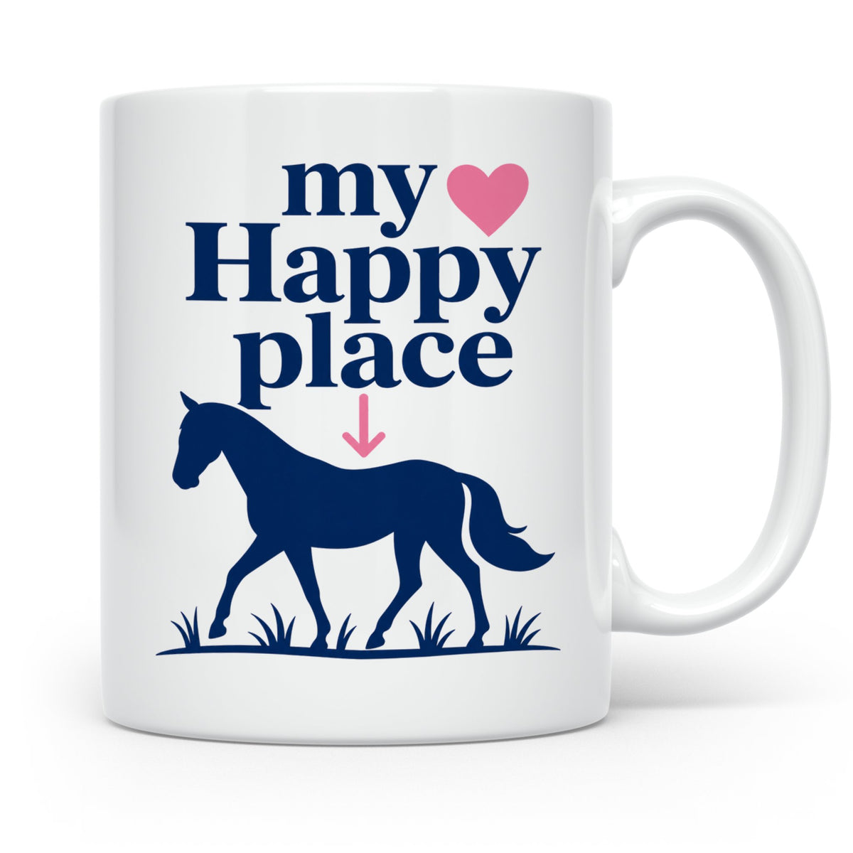Pferdeliebe Tasse My Happy Place, Reiterin Geschenk, Reitspo – Weiß [farbe:weiß]