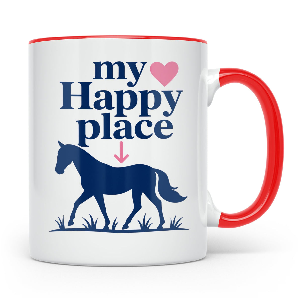 Pferdeliebe Tasse My Happy Place, Reiterin Geschenk, Reitspo – Rot [farbe:rot]
