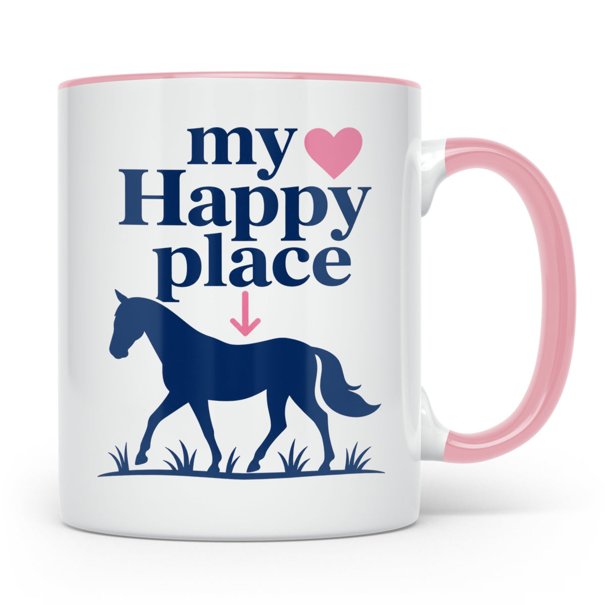 Pferdeliebe Tasse My Happy Place, Reiterin Geschenk, Reitspo – Rosa [farbe:rosa]
