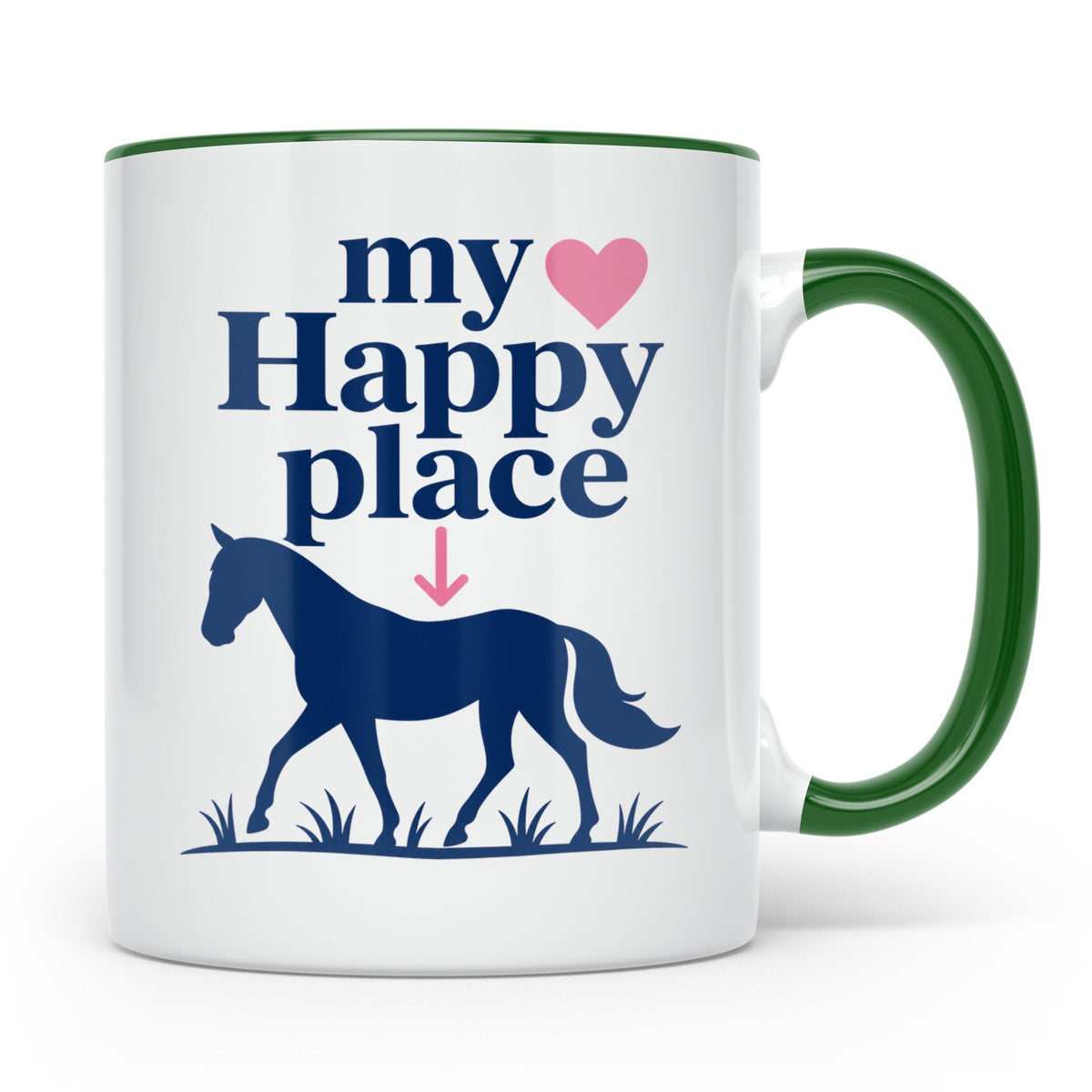 Pferdeliebe Tasse My Happy Place, Reiterin Geschenk, Reitspo – Grün [farbe:grün]