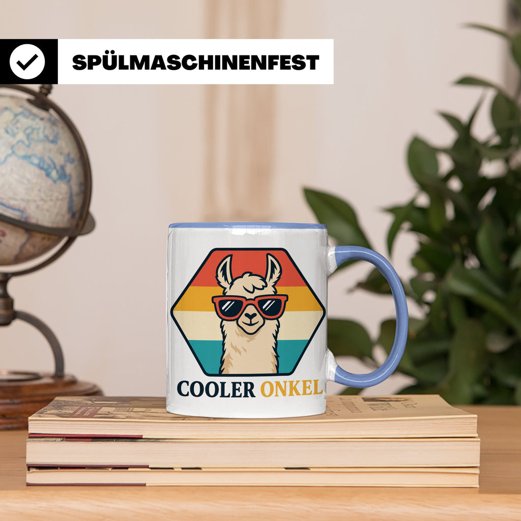 Cooler Onkel Tasse Lama, Lustiges Geschenk für den besten On – Blau [farbe:blau]
