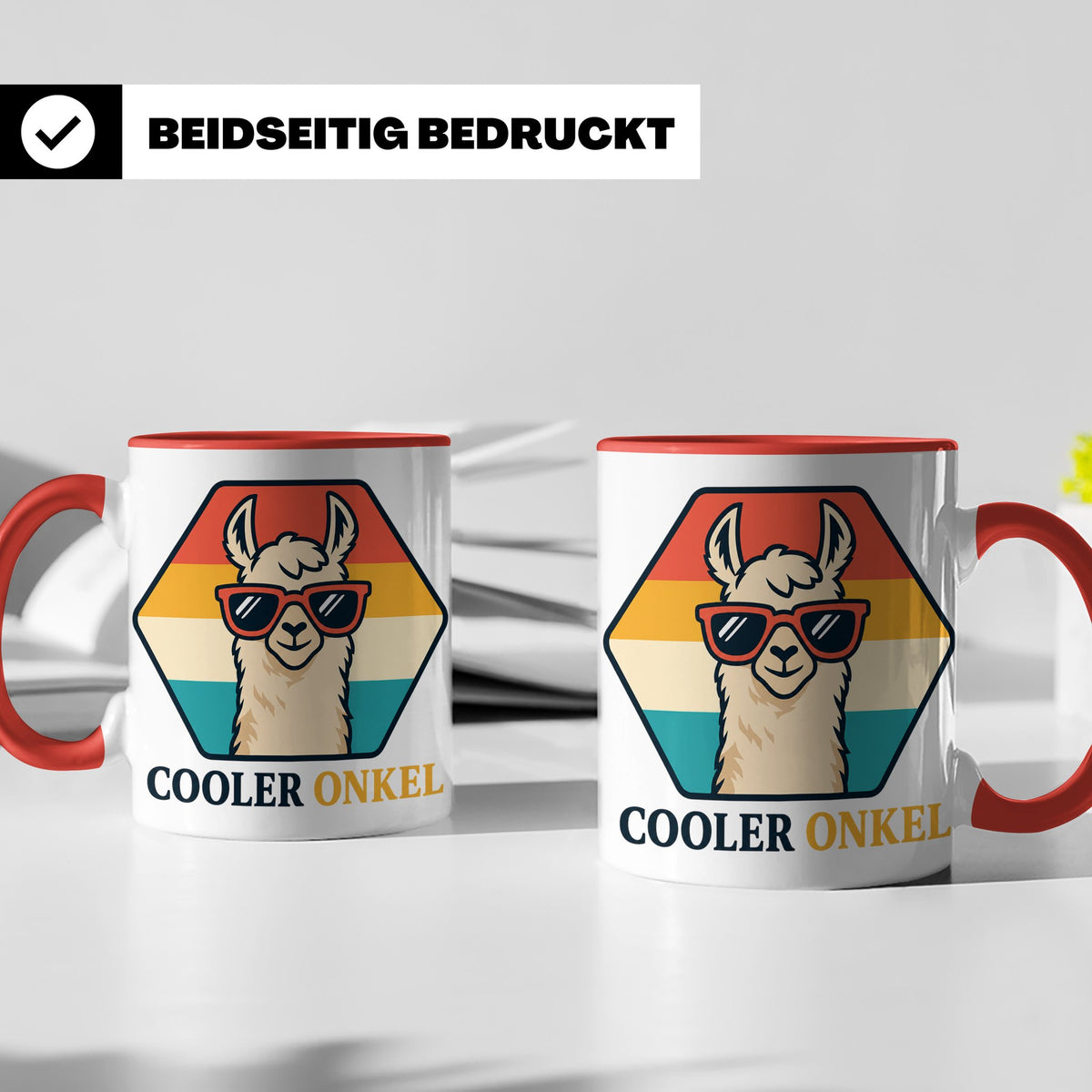 Cooler Onkel Tasse Lama, Lustiges Geschenk für den besten On – Rot [farbe:rot]