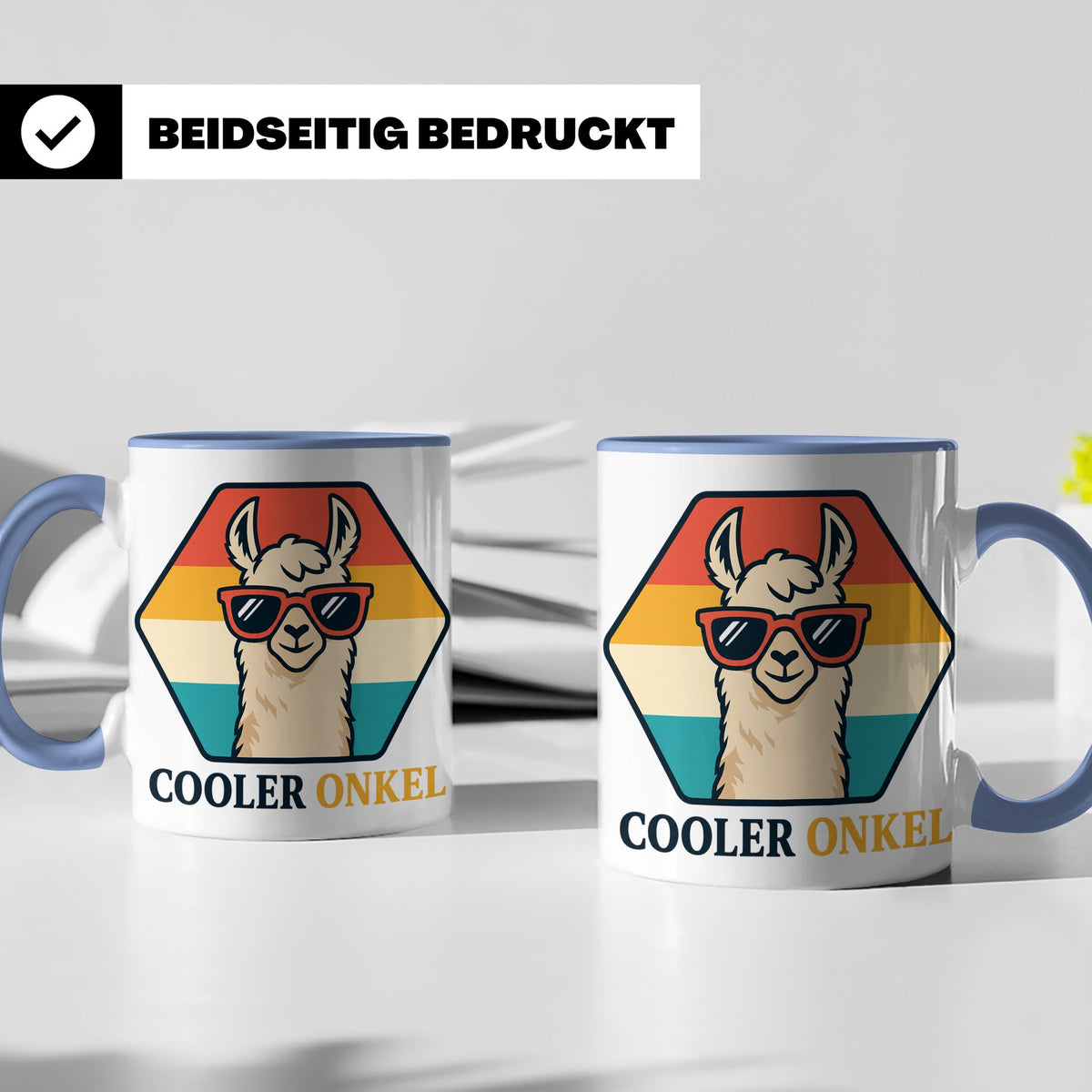 Cooler Onkel Tasse Lama, Lustiges Geschenk für den besten On – Blau [farbe:blau]