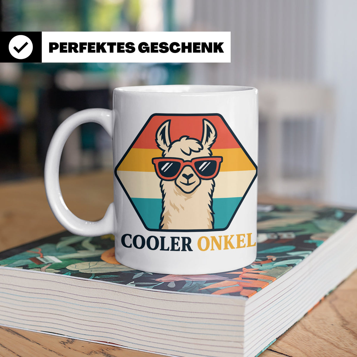Cooler Onkel Tasse Lama, Lustiges Geschenk für den besten On – Weiß [farbe:weiß]