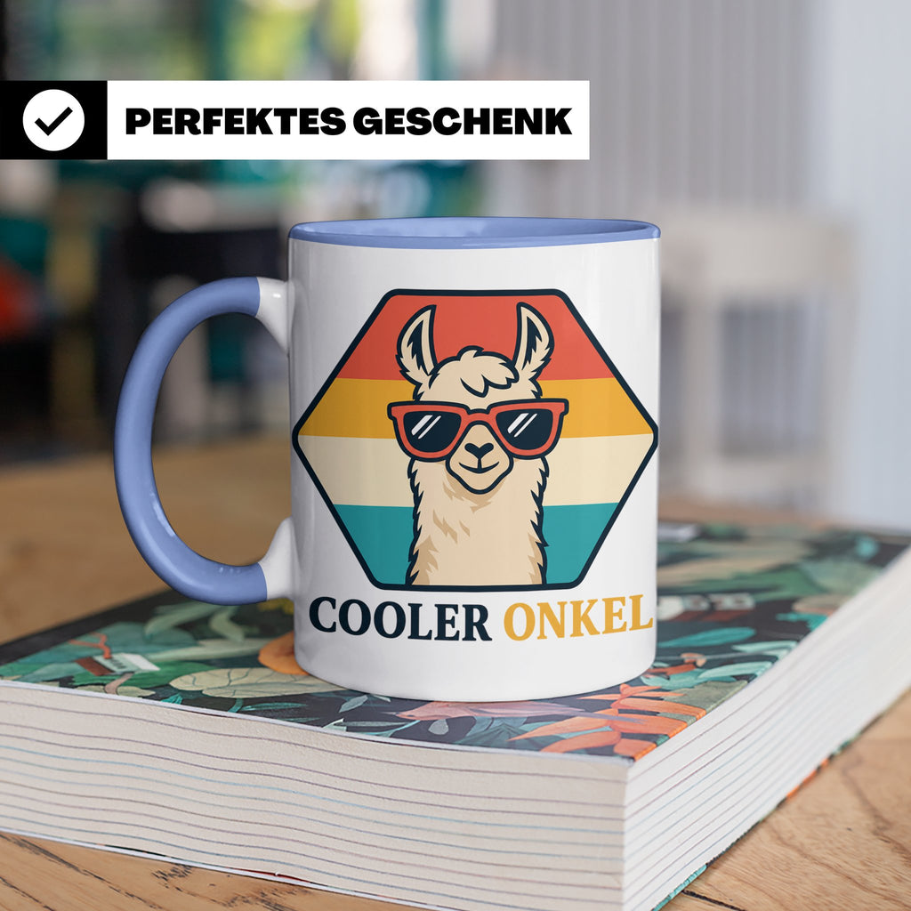 Cooler Onkel Tasse Lama, Lustiges Geschenk für den besten On – Blau [farbe:blau]