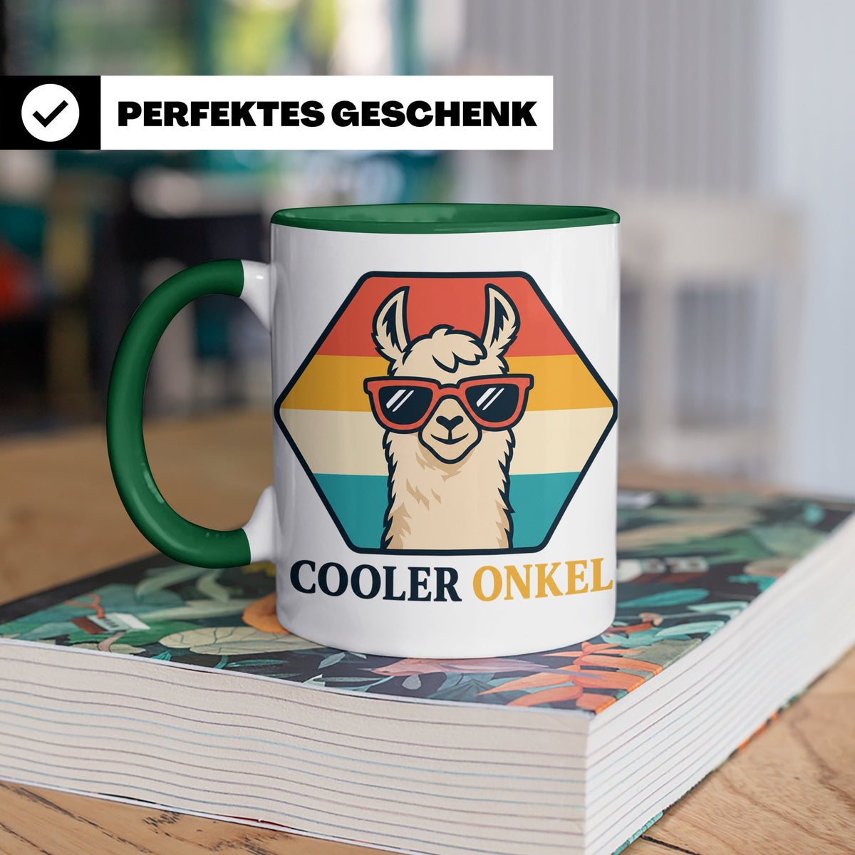 Cooler Onkel Tasse Lama, Lustiges Geschenk für den besten On – Grün [farbe:grün]