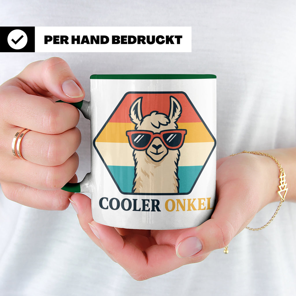Cooler Onkel Tasse Lama, Lustiges Geschenk für den besten On – Grün [farbe:grün]