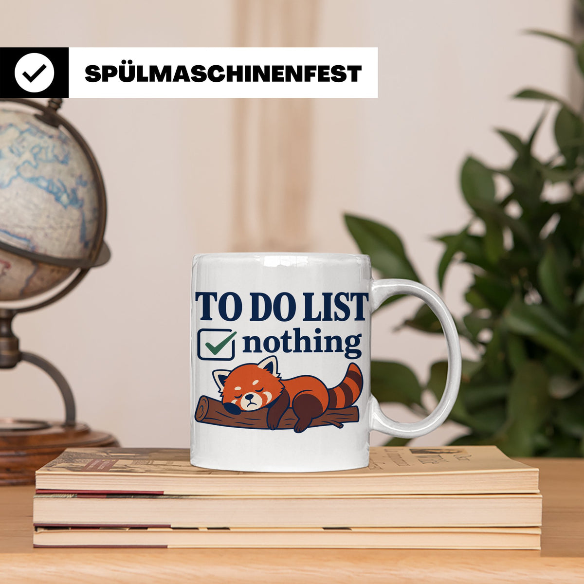 Roter Panda Tasse mit Spruch 'To Do List Nothing' lustig für – Weiß [farbe:weiß]