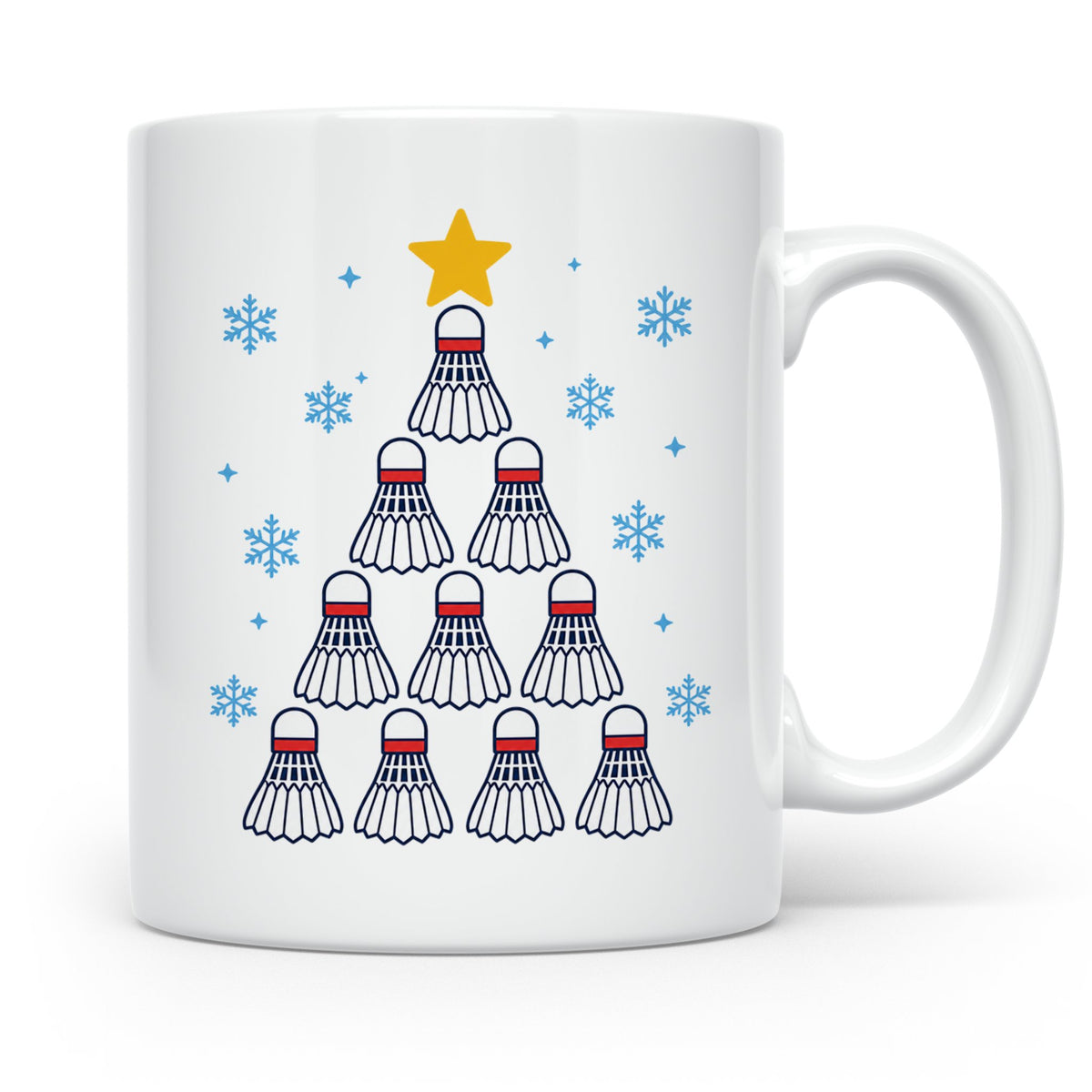 Badminton Tasse Weihnachtsbaum Federball Lustiges Geschenkid – Weiß [farbe:weiß]